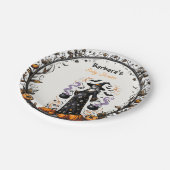 Halloween Twins Baby Shower Plate - Schwangere Hex Pappteller (Schrägansicht)