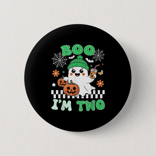 Halloween Two Birthday Boo Im Two Groovy Birthday Button (Vorderseite)