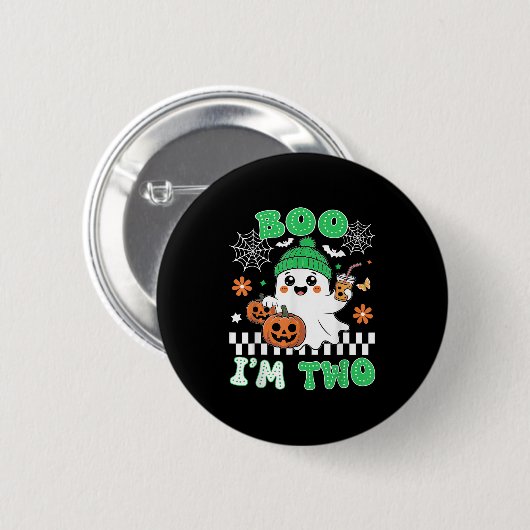 Halloween Two Birthday Boo Im Two Groovy Birthday Button (Vorne & Hinten)