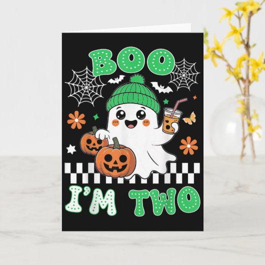 Halloween Two Birthday Boo Im Two Groovy Birthday  Karte (Gelbe Blume)