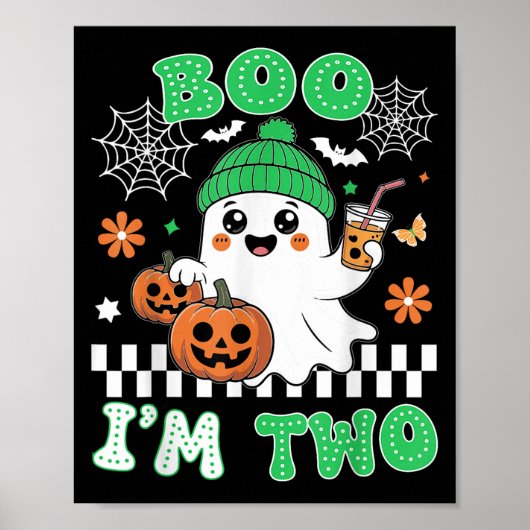 Halloween Two Birthday Boo Im Two Groovy Birthday Poster (Vorne)
