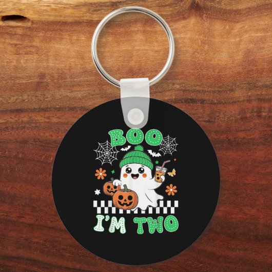 Halloween Two Birthday Boo Im Two Groovy Birthday Schlüsselanhänger (Vorderseite)