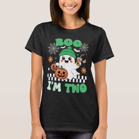 Halloween Two Birthday Boo Im Two Groovy Birthday T-Shirt (Vorderseite)