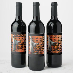 Halloween-Typografie coole Geist-Kürbis-Geschenkid Weinetikett