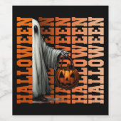 Halloween-Typografie coole Geist-Kürbis-Geschenkid Weinetikett (Einzelnes Label)