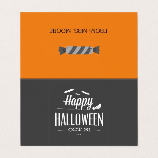 Halloween-Typografie Visitenkarten (Außenseite Aufgefaltet)