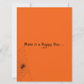 Halloween Typografie Witz Bat Spider Orange Flat Karte (Rückseite)