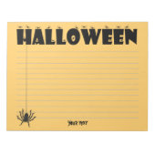 Halloween Typografy Spiders Orange/Schwarz Notizblock (Vorderseite)