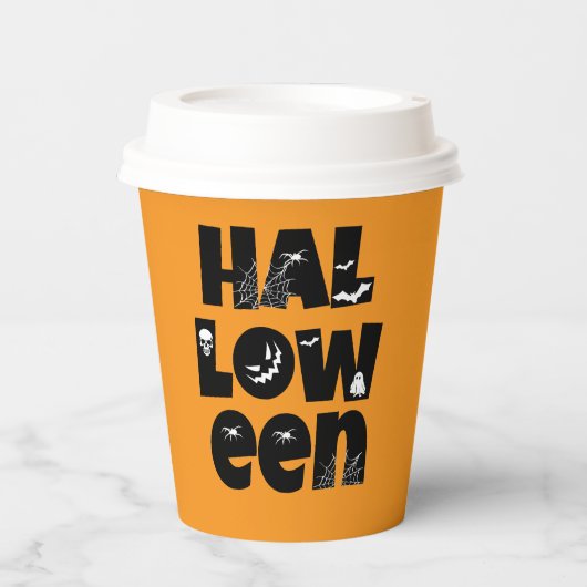 Halloween Typography Pappbecher (Vorderseite)