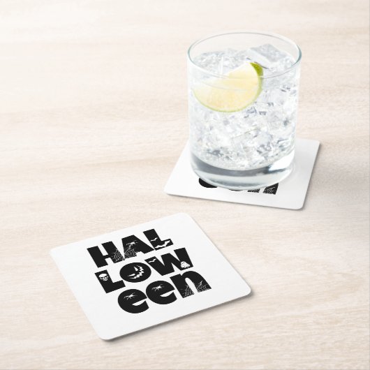 Halloween Typography Rechteckiger Pappuntersetzer (Vor Ort)