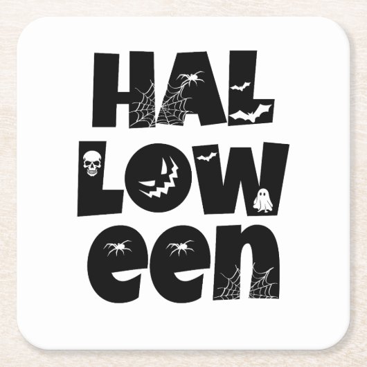 Halloween Typography Rechteckiger Pappuntersetzer (Vorderseite)