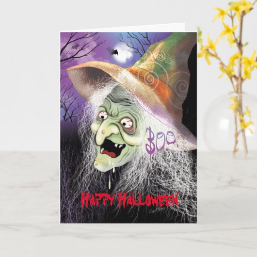 Halloween, Ugly, Beängstigend, Hexe Karte (Gelbe Blume)