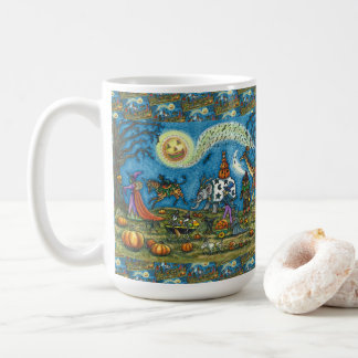 HALLOWEEN UMZUG Hexen Giraffe Bär Zebra Skelette Kaffeetasse