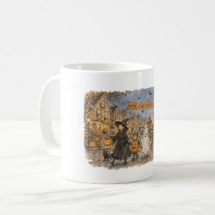 Halloween-Umzugsnacht-Szene-Illustration Kaffeetasse