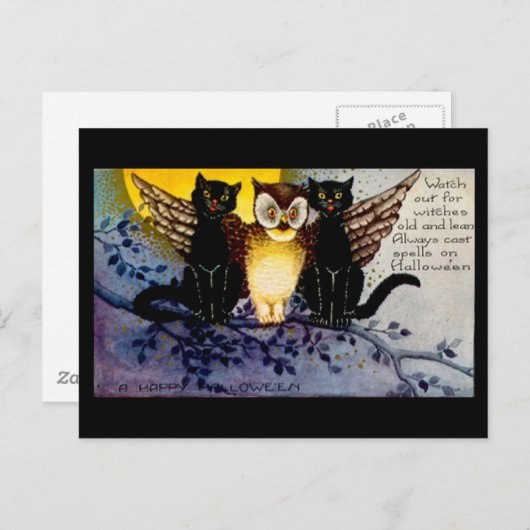 Halloween und Black Cats Postkarte (Vorne/Hinten)