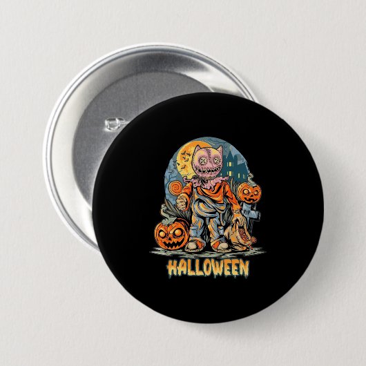 Halloween und Cat Button (Vorne & Hinten)
