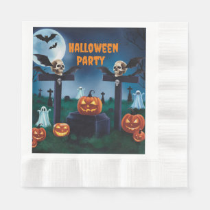 Halloween und ein gruseliger Friedhof Serviette
