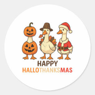 Halloween und frohe Weihnachten Happy Hallothan Runder Aufkleber