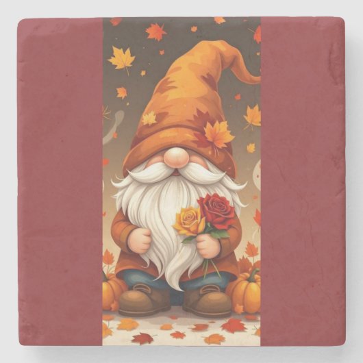 Halloween- und Herbst-Grußkarte Steinuntersetzer (Vorderseite)