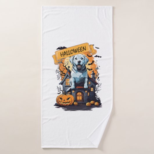 HALLOWEEN UND HUND BADEHANDTUCH (Badehandtuch)