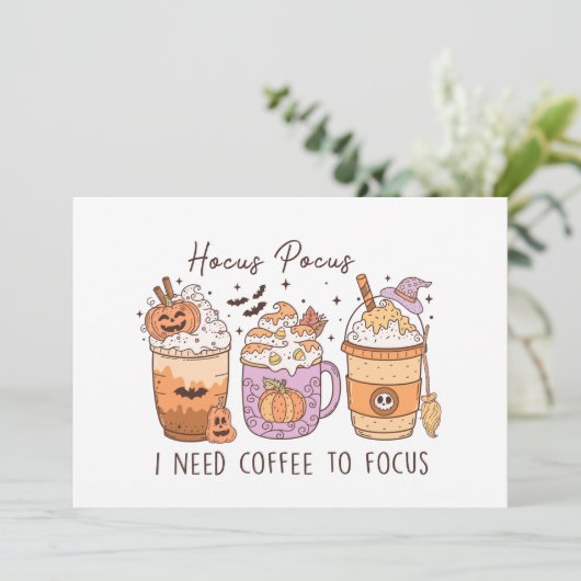 Halloween und Kaffee Einladung (Stehend Vorderseite)