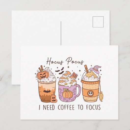 Halloween und Kaffee Postkarte (Vorne/Hinten)