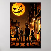 Halloween und Kürbismond | AI Art Poster (Vorne)