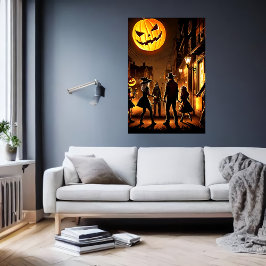 Halloween und Kürbismond | AI Art Poster