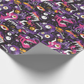 Halloween und Lila Monster Geschenkpapier (Ecke)