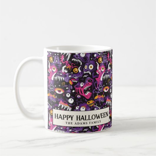 Halloween und Lila Monster Kaffeetasse (Links)