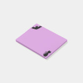 Halloween und schwarze Katze auf Violett Post-it Klebezettel (angewinkelt)