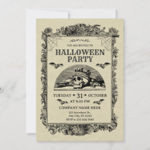 Halloween und Vintages Office-Party "Black and Cre Einladung