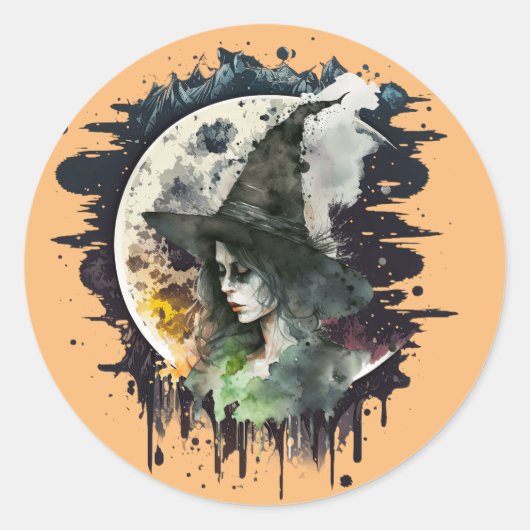 Halloween und Vollmond Runder Aufkleber (Vorderseite)