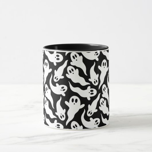 Halloween und White Ghost Pattern Tasse (Zentrum)