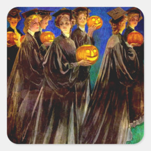 Halloween-Uni-Absolventen Quadratischer Aufkleber