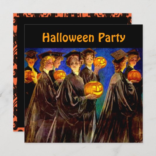 Halloween Uni Grads Einladung (Vorne/Hinten)