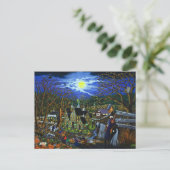 Halloween,Uni,Hexen,Jack-O-Lantern,Wolf,Fledermäus Postkarte (Stehend Vorderseite)