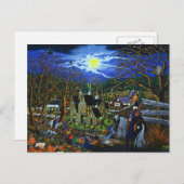 Halloween,Uni,Hexen,Jack-O-Lantern,Wolf,Fledermäus Postkarte (Vorne/Hinten)