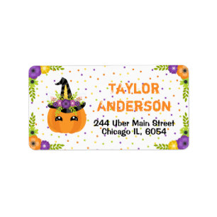 Halloween Unicorn Blumenpumpen Orange und White Adressaufkleber