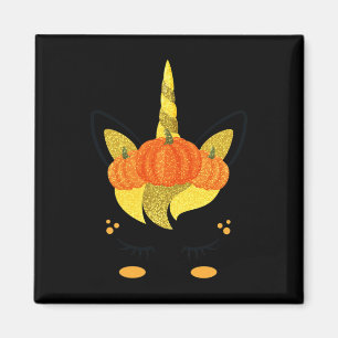 Halloween Unicorn Face Erntedank Pumpkins Girls Magnet