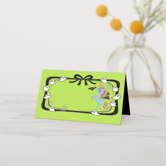Halloween Unicorn Greeting Bat Place Card Platzkarte (Vorderseite)