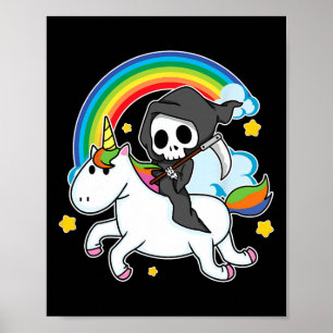 Halloween Unicorn Kostüm Grim Sensenmann Riding Un Poster