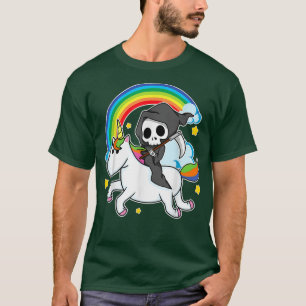 Halloween Unicorn Kostüm Grim Sensenmann Riding Un T-Shirt