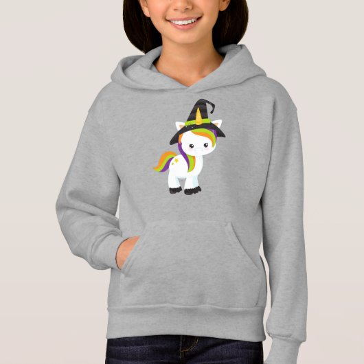 Halloween Unicorn, Niedliches Einhorn, Hexenhut, S Hoodie (Vorderseite)