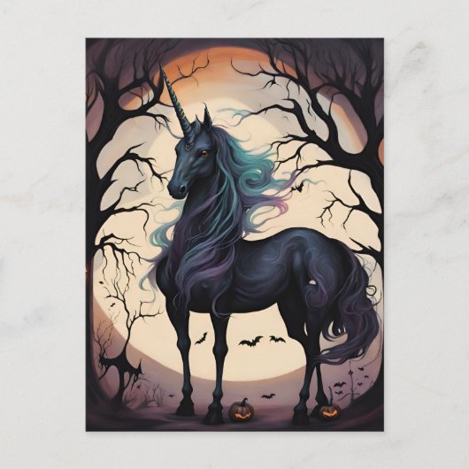 Halloween Unicorn Postkarte (Vorderseite)