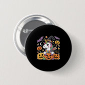Halloween Unicorn Pumpkin Kat Kinder Niedliches Ko Button (Vorne & Hinten)