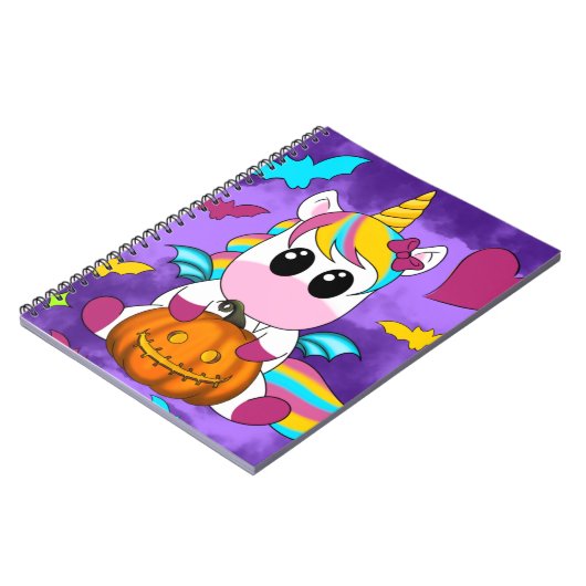 Halloween Unicorn Purple Notizblock (Linke Seite)