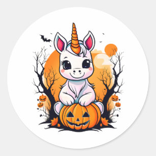 Halloween Unicorn Runder Aufkleber
