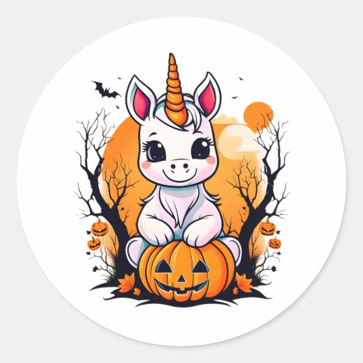 Halloween Unicorn Runder Aufkleber (Vorderseite)
