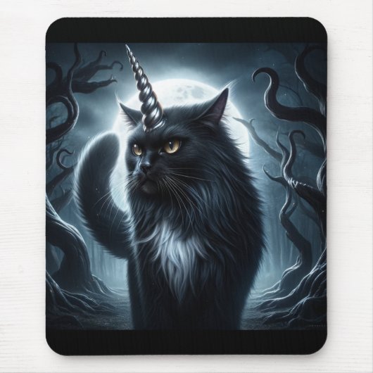 Halloween Unicorn Spuk Katzenwald Mousepad (Vorne)